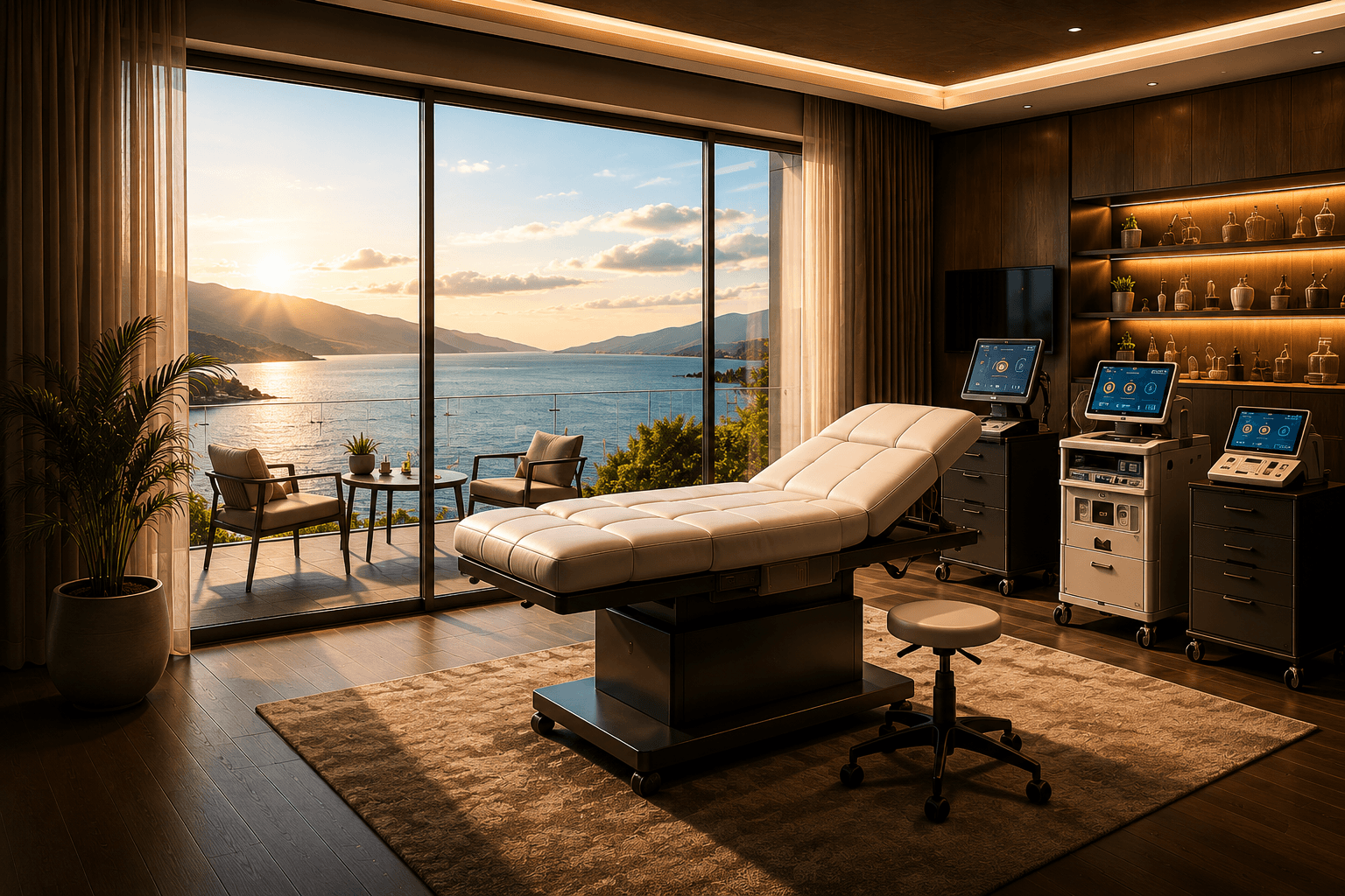 A private, oceanfront treatment suite prepared for the intensive revitalisation phase