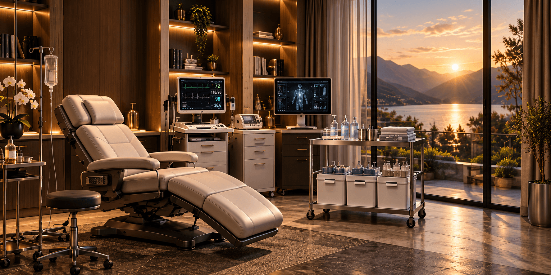 A private treatment room prepared for clinical care