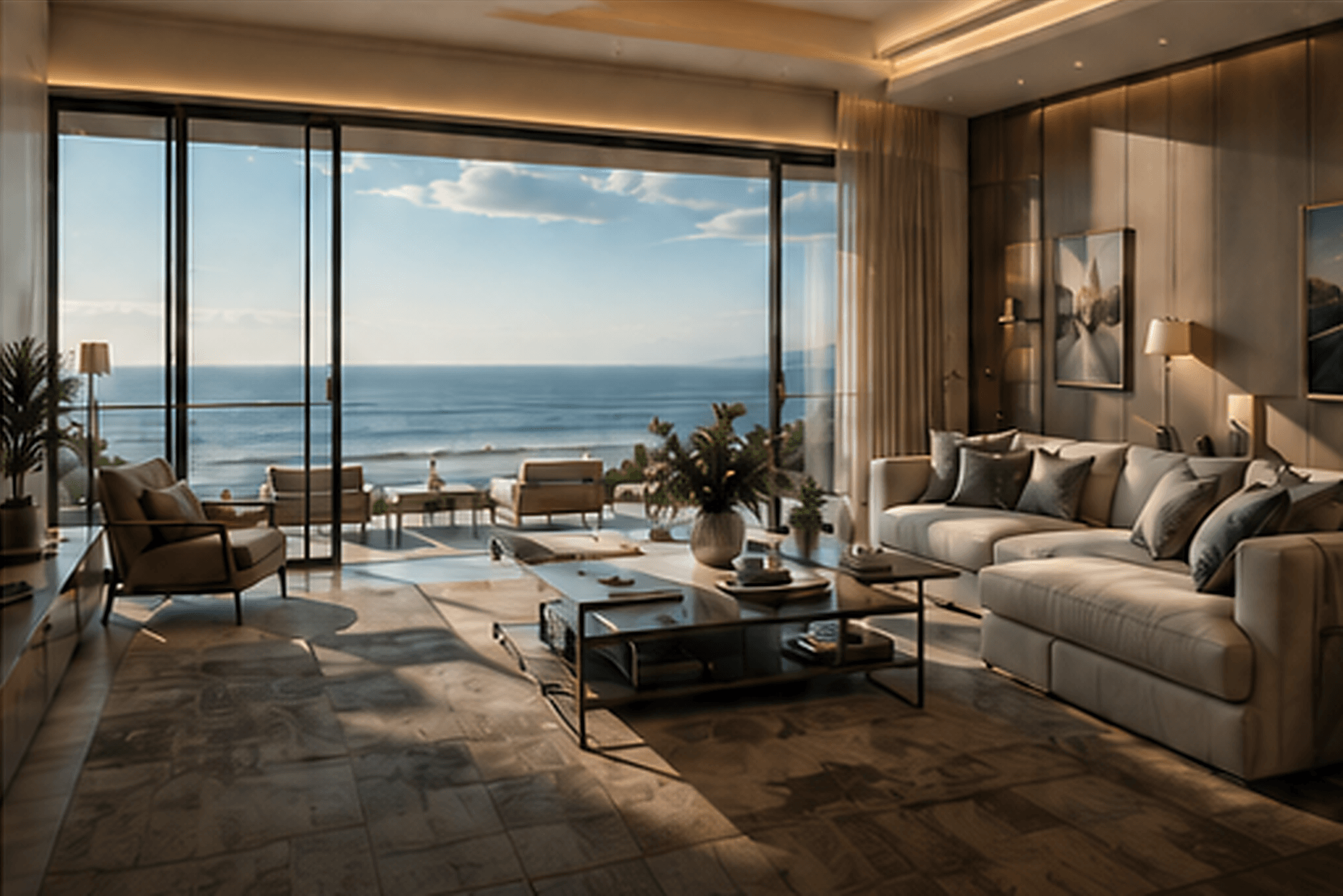 A private oceanview residence living room
