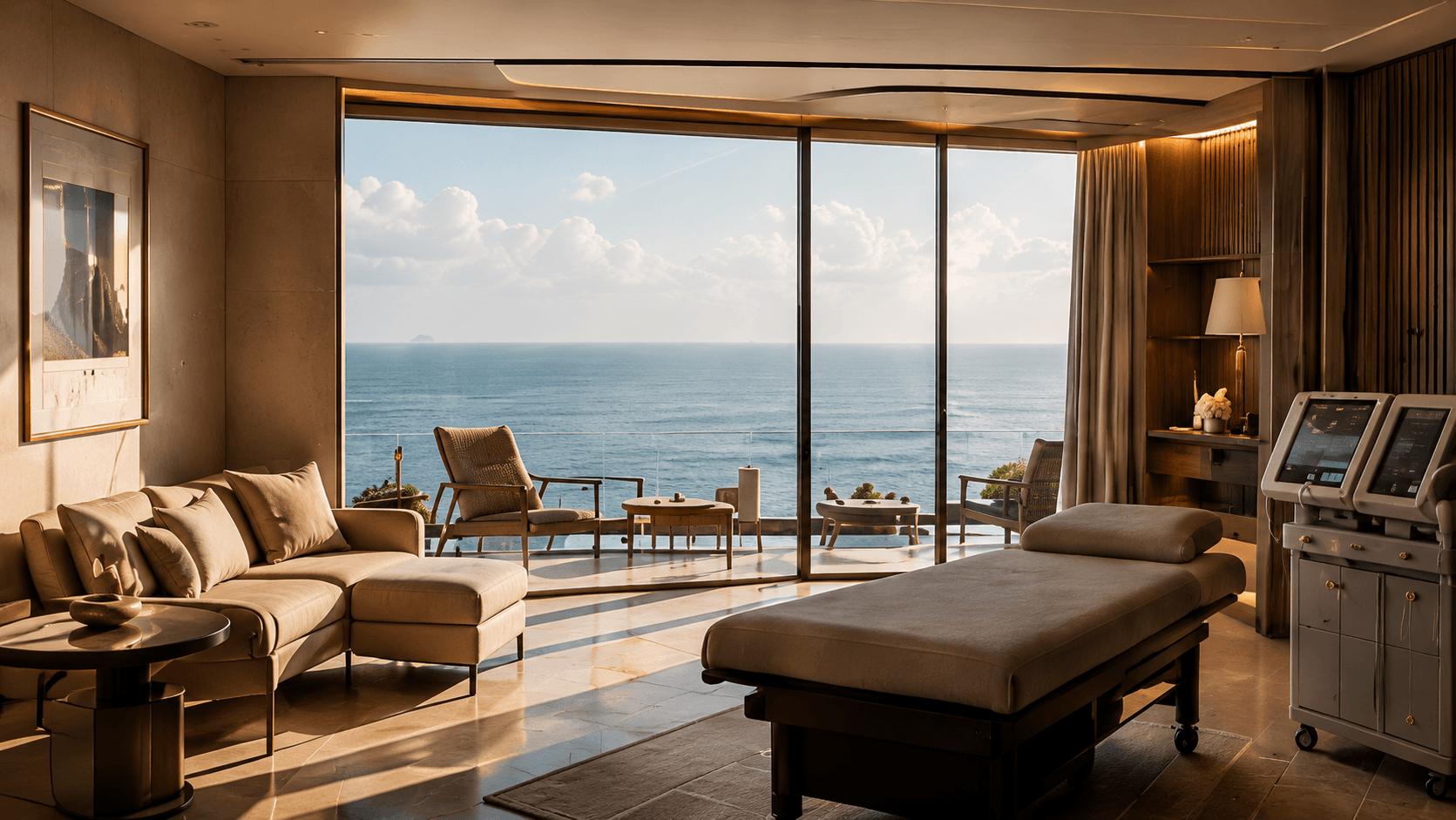 A private revitalization suite overlooking the ocean